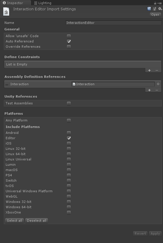 Editor assembly referencing the matching runtime assembly